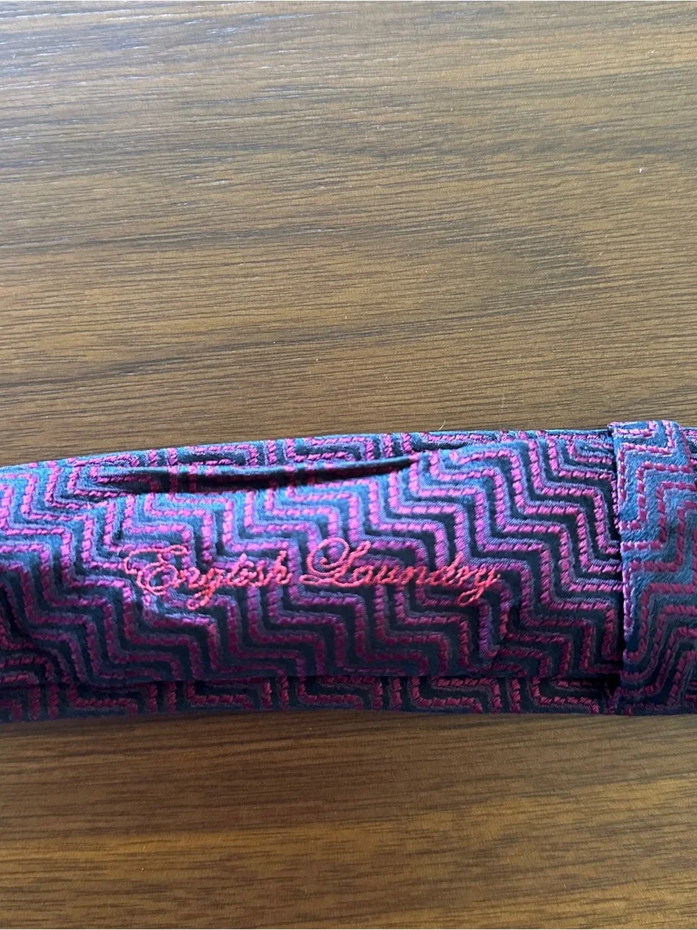 English Laundry Burgundy & Navy Zigzag Woven Tie